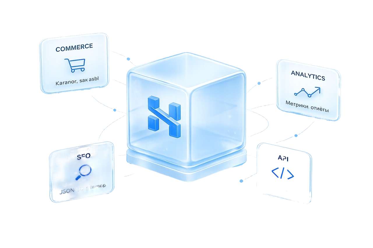 Himera platform — куб с расширениями Commerce, Analytics, SEO, API Himera platform — куб с расширениями Commerce, Analytics, SEO, API